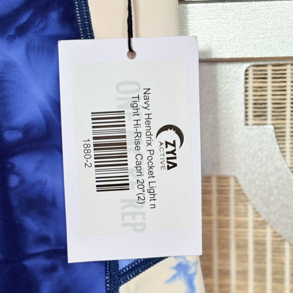 NWT ZYIA Blue and White Tie-Dye Leggings High Waist Performance - Picture 3 of 9
